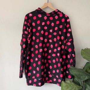 BlackMilk Strawberry Pattern Hoodie Oversized Stretch